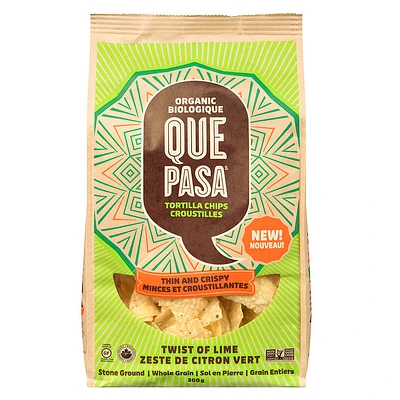 Que Pasa Organic Thin & Crispy Tortilla Chips - Twist of Lime - 300g