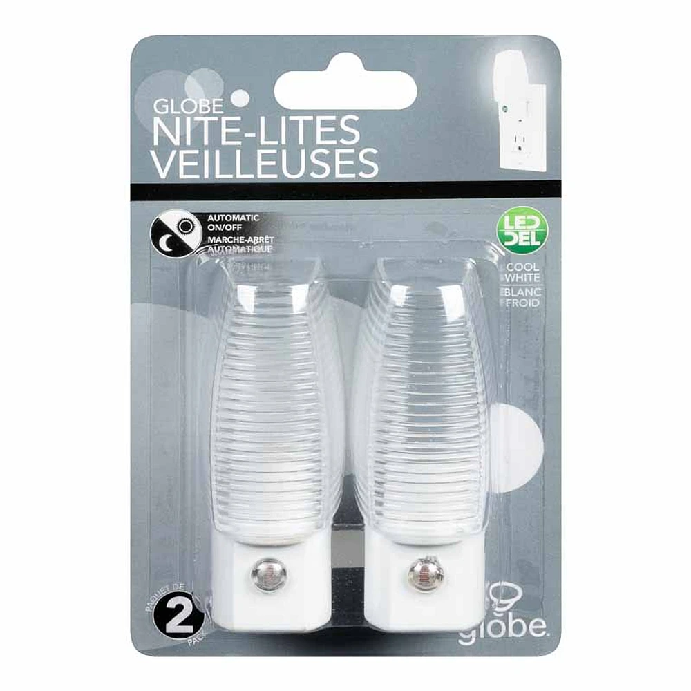 Globe LED Auto On/Off Night Light - 2 pack