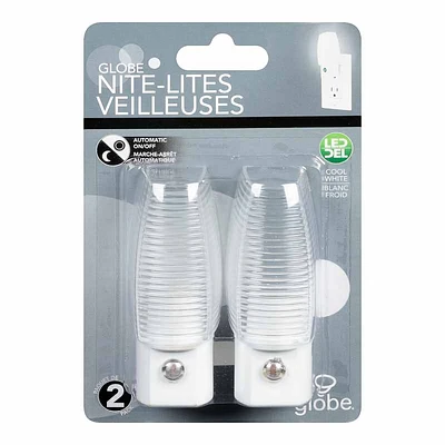 Globe LED Auto On/Off Night Light - 2 pack