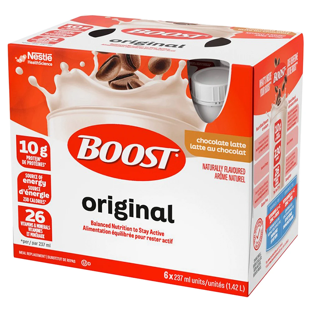 BOOST Original Protein Drink - Chocolate Latte - 6 x 237ml