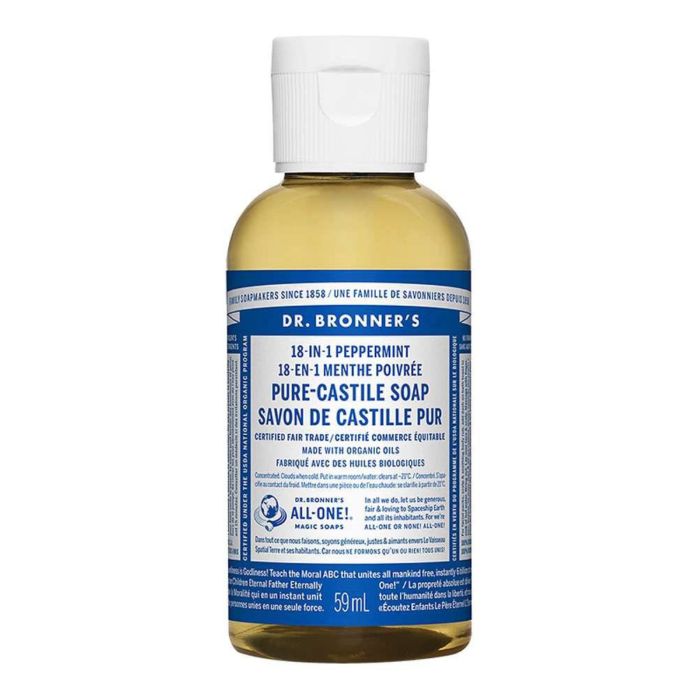 Dr Bronner's 18-In-1 Liquid Soap - Peppermint - 59 ml