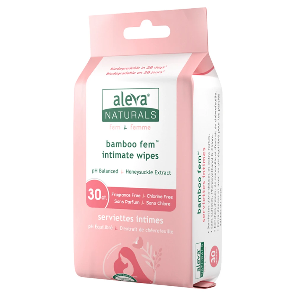 Aleva Naturals Bamboo Fem Intimate Wipes - 30ct