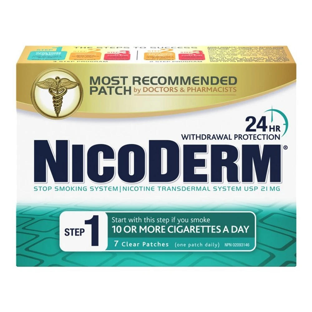 NicoDerm Step 1 Nicotine Clear Patches - 21mg - 7's