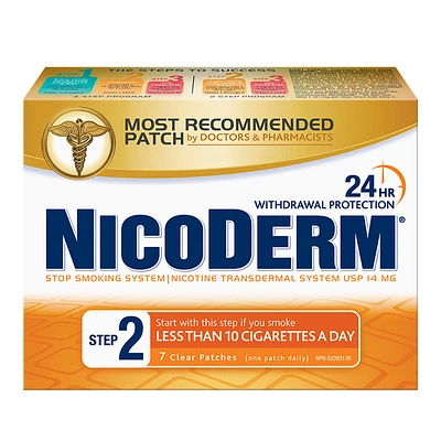 Nicoderm Stop Smoking System STEP 2 - 14mg - 7 clear patches