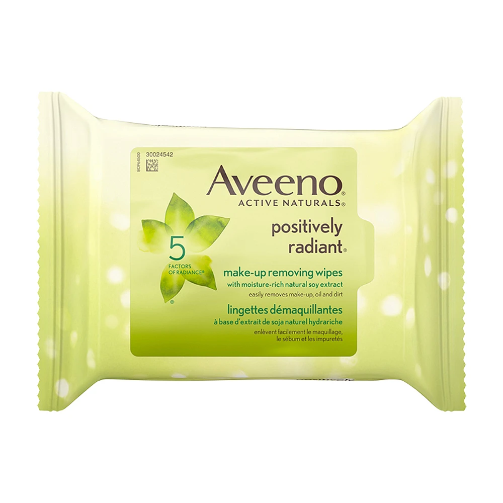 Aveeno Active Naturals Positively Radiant Make Up Removing Wipes - 25's