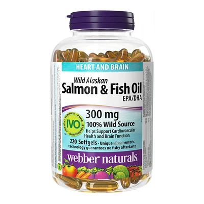 Webber Naturals Wild Alaskan Salmon & Fish Oil Softgels - 300mg - 220's