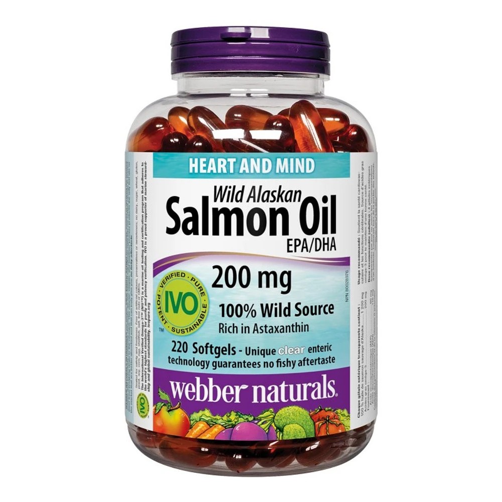 Webber Naturals Wild Alaskan Salmon Oil EPA/DHA Softgels - 200mg - 220's