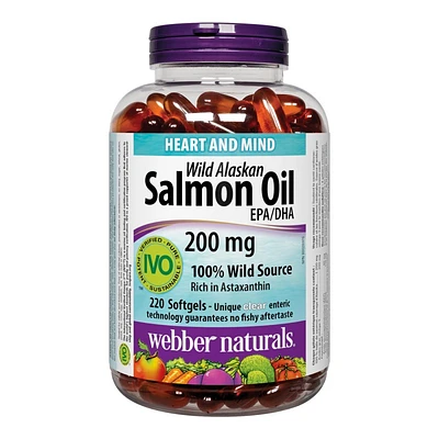 Webber Naturals Wild Alaskan Salmon Oil EPA/DHA Softgels - 200mg - 220's