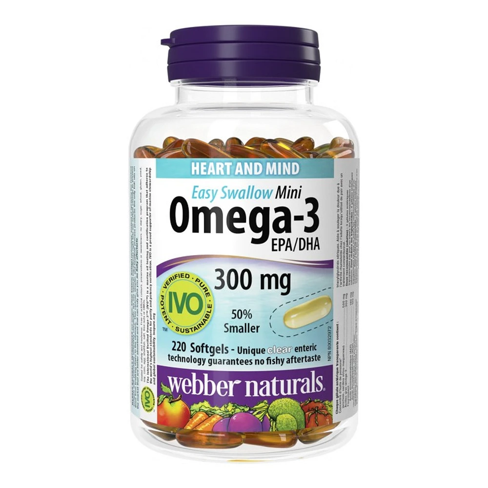 Webber Naturals Mini Omega-3 Softgels - 300mg - 220's