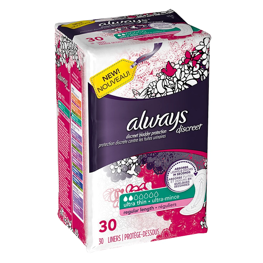 Always Discreet Liners Ultra Thin Regular Length - 30s