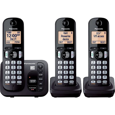 Panasonic 3 Handset Cordless Phone - Black - KXTGC223B