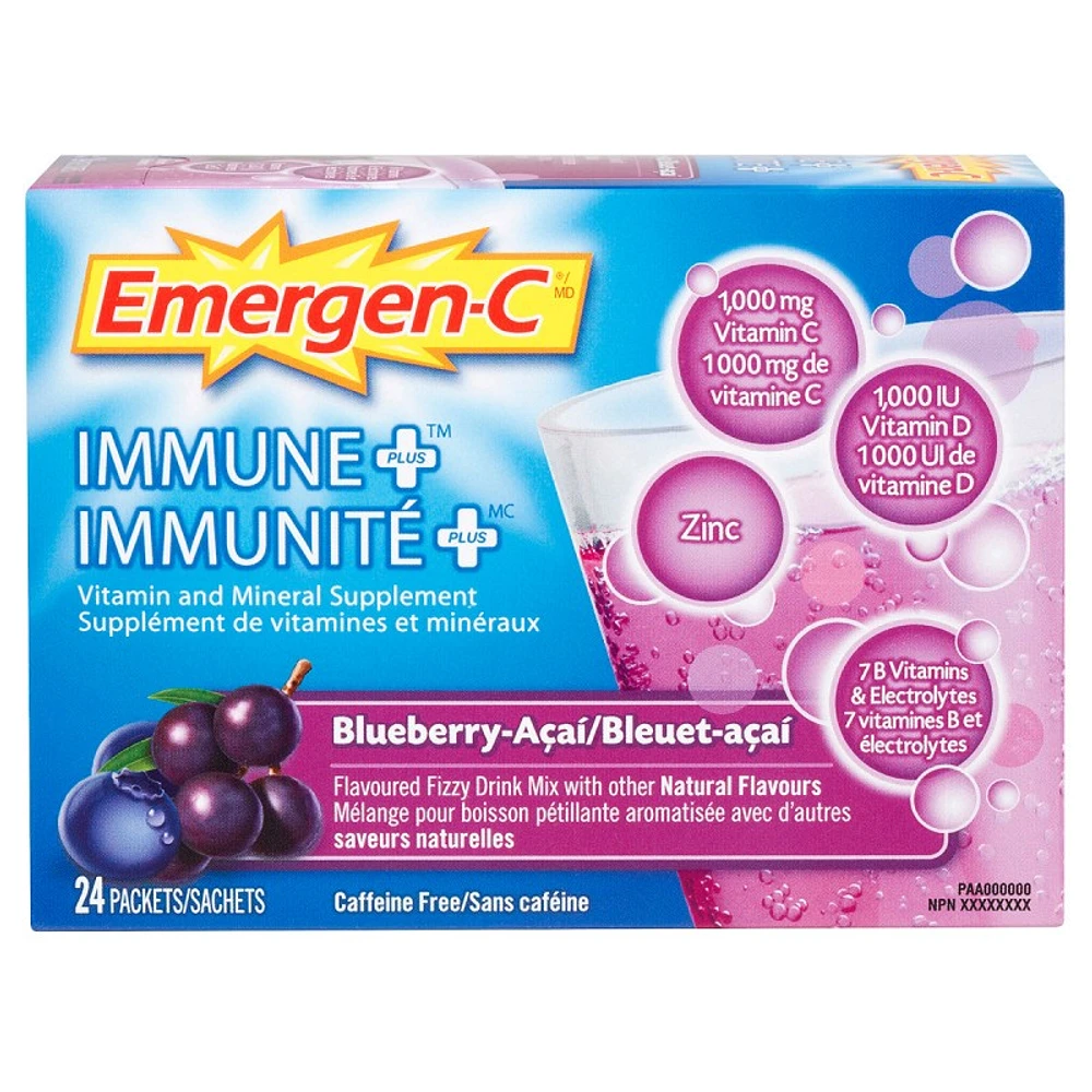 Emergen-C Immune Plus Blueberry Acai - 24s