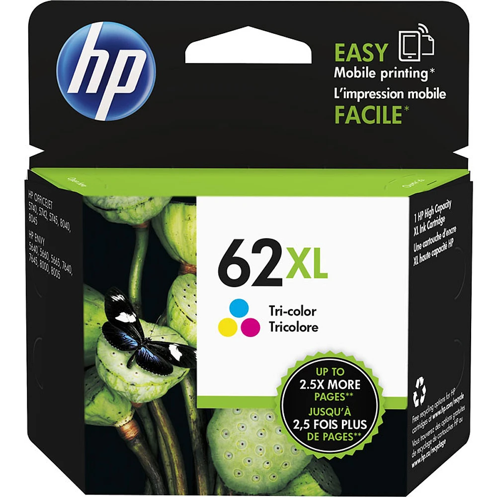 HP 62XL High Yield Original Ink Cartridge - Tri-Colour - C2P07AN#140