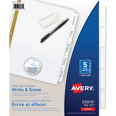 Avery Big Write On Divider - 5-Tab set