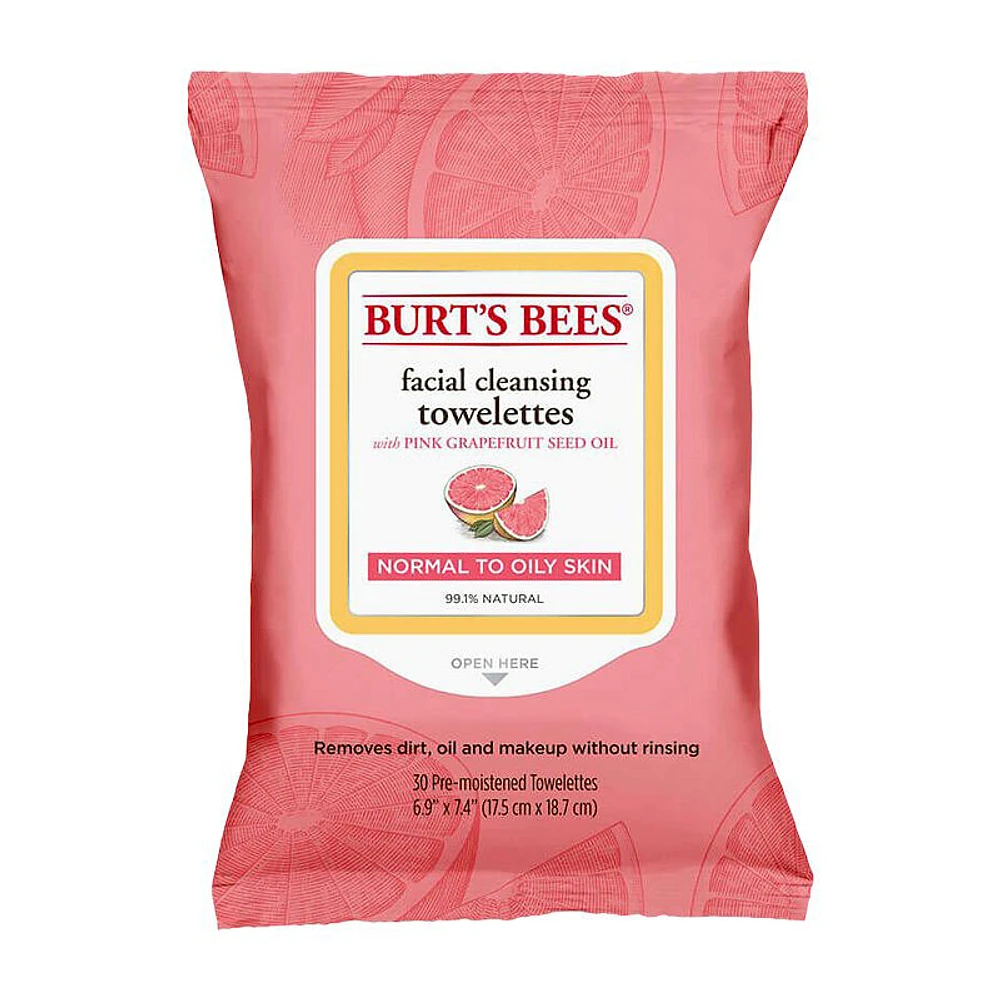 Burt's Bees Facial Cleansing Towelettes - Pink grapefruit - 30s