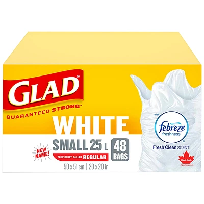 Glad White Garbage Bags with Freshscent - Small - 25L/48s