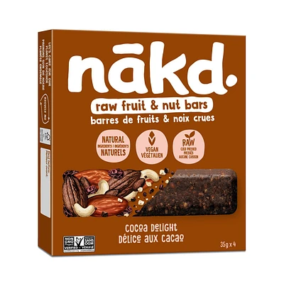 Nakd. Raw Fruit & Nut Bars - Cocoa Delight - 4x35g