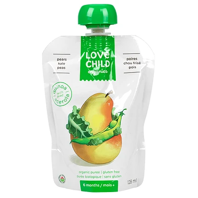 Love Child Organics Puree - Pears, Kale and Peas - 128ml