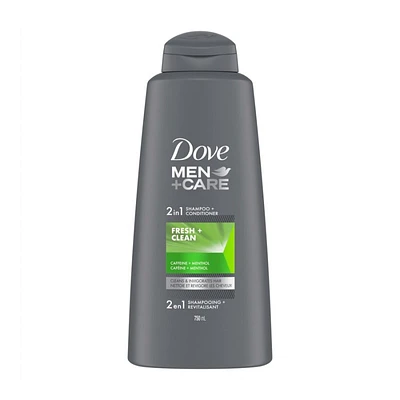 Dove Men + Care Fresh + Clean 2 in 1 Shampoo and Conditioner - Caffeine + Menthol - 750ml