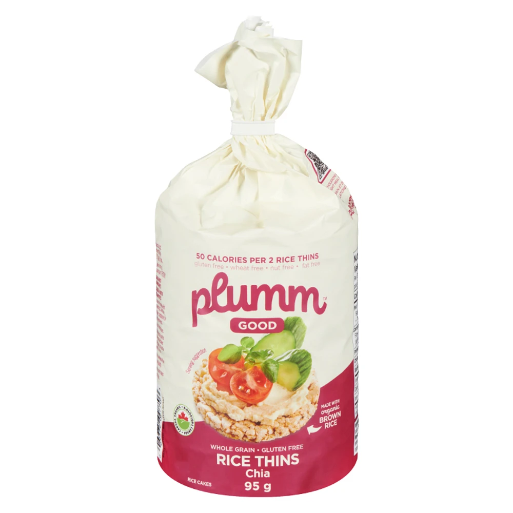 Plum-m-Good Organic Rice Cakes - Brown Rice with Chia - 95g