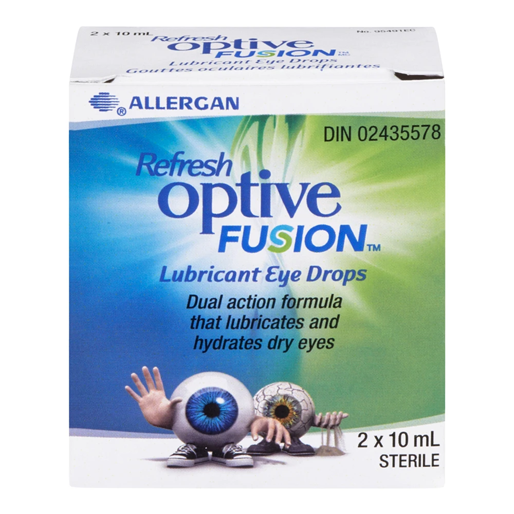 Refresh Optive Fusion Lubricant Eye Drops - 2 x 10ml
