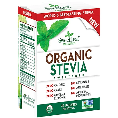 SweetLeaf Organic Stevia Sweetener - 70 Packets