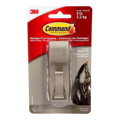 Command Self-Adhesive Hook - Brushed Nickel