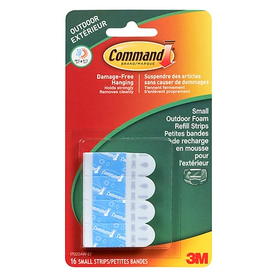 Command Small Outdoor Foam Refill Strips - 16's