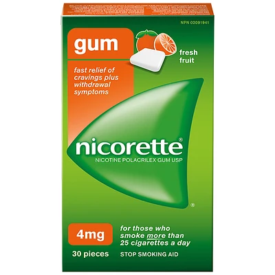 Nicorette Gum - Fresh Fruit - 4mg - 30s