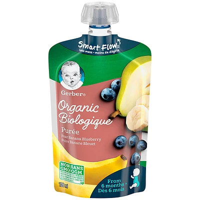 Gerber Organic Puree - Pear/Banana/Blueberry - 128ml