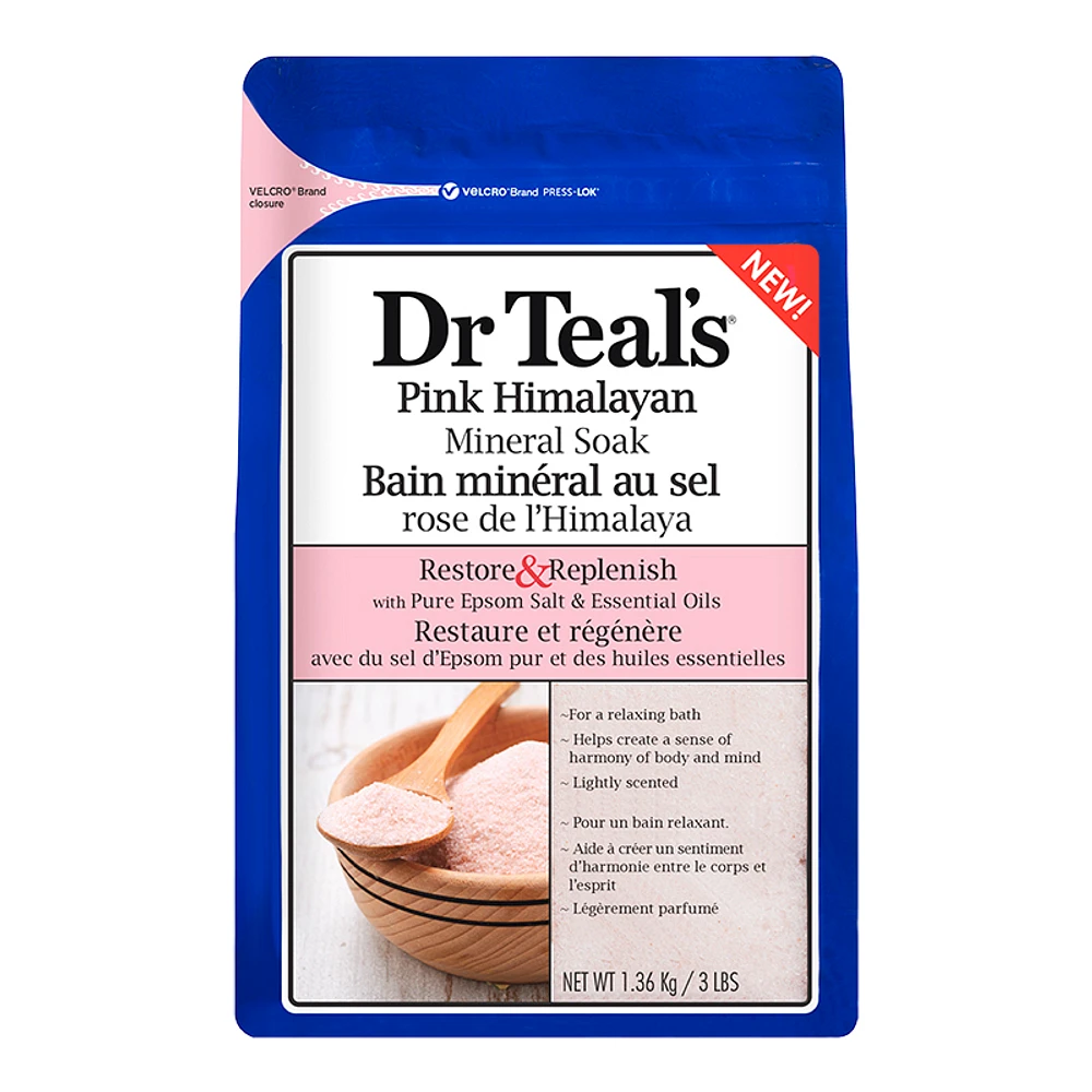 Dr Teal's Pink Himalayan Mineral Soak - Restore & Replenish - 1.36kg