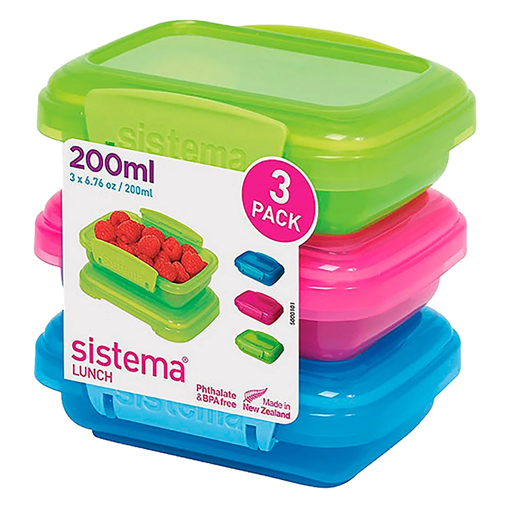 Sistema Lunch Box Containers - 3pk/200ml