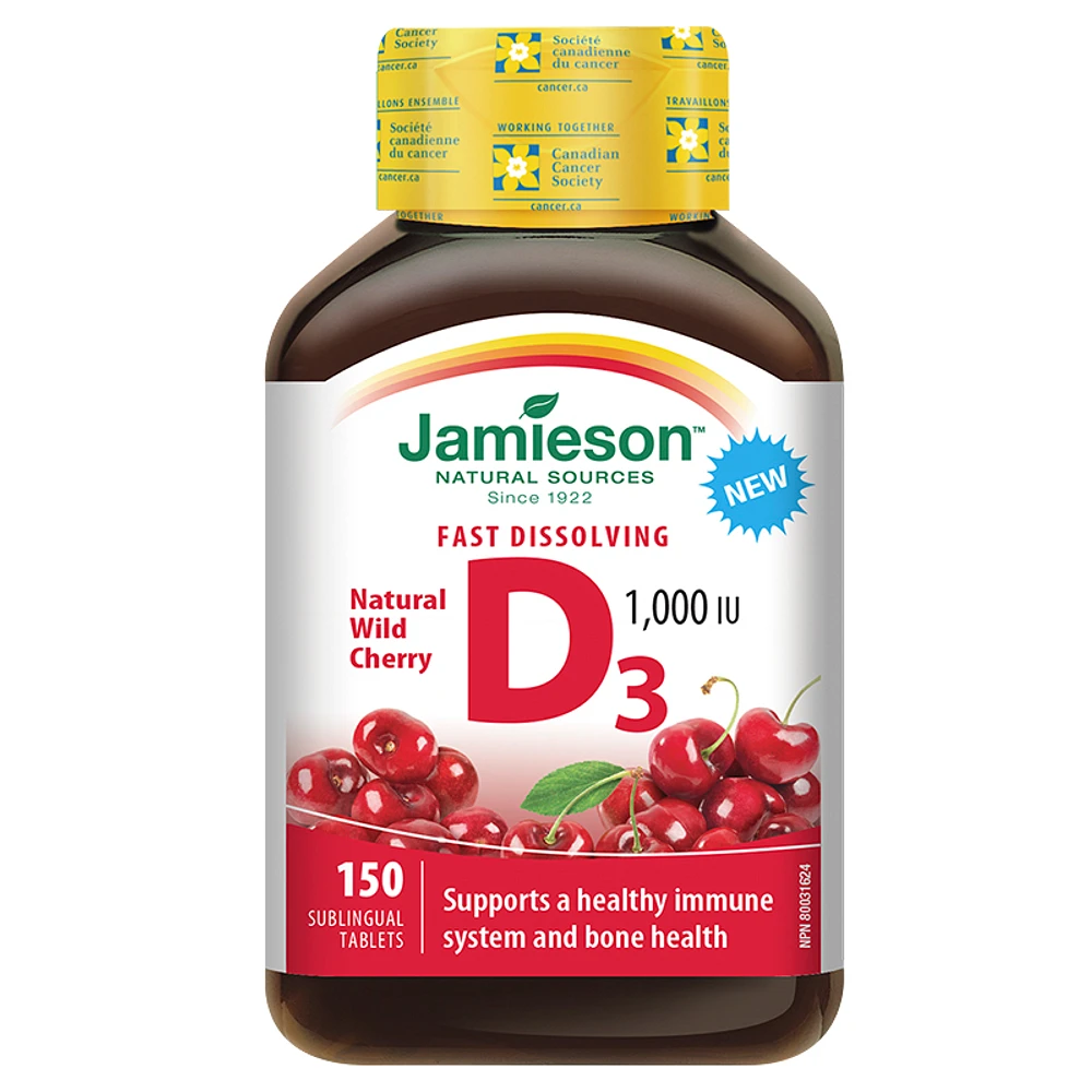 Jamieson Fast Dissolving D3 1000 IU - Natural Wild Cherry - 150s