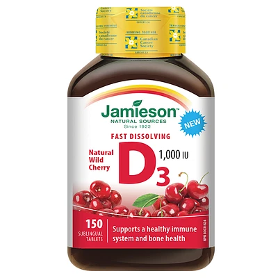 Jamieson Fast Dissolving D3 1000 IU - Natural Wild Cherry - 150s