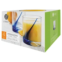 Libbey Blue Ribbon DOF Glass - Set of 4