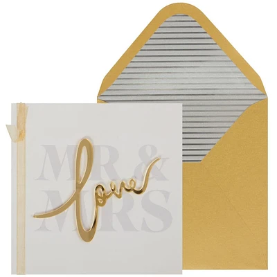 Mr. & Mrs. Wedding Greeting Card with Diecut Acrylic and Embossing