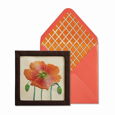 Embroidered Poppy Greeting Card