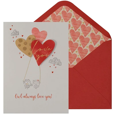 Two Owls with Balloons Valentine’s Day Card