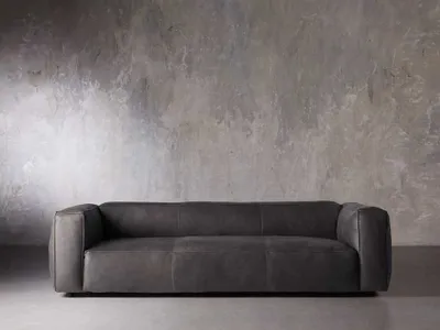 Madrone Leather 100" Sofa in Lanie Graphite