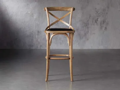 Cadence Barstool with Faux Black Leather Seat in Natural Weathered