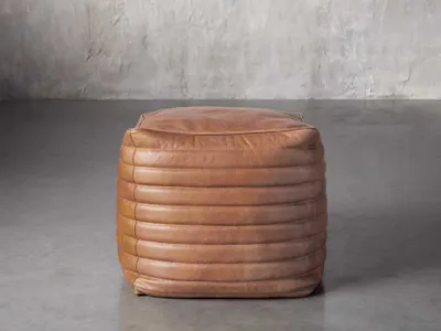 Square Channel Leather Pouf