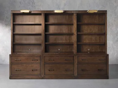 Tremont Modular 120” Triple Bookcase in Midnight Java