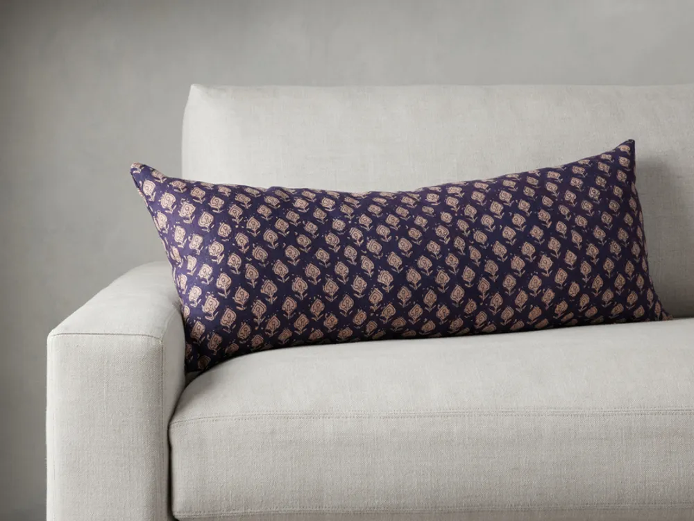 Large Throw Pillows, Grey Purple and Blue Lumbar Decorative Pillow