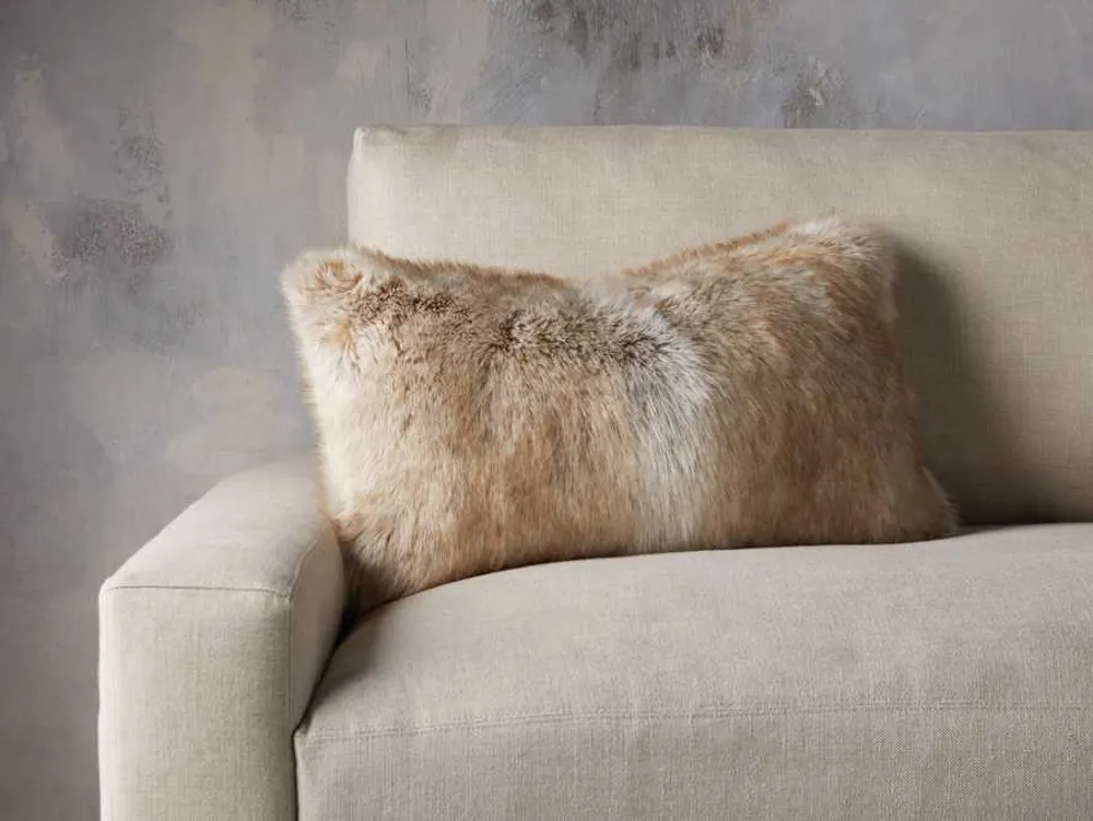 Arhaus Luxe Faux Fur Lumbar Pillow Cover in Natural