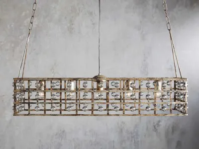 La Cage -Light Rectangle Chandelier in Silver Clay