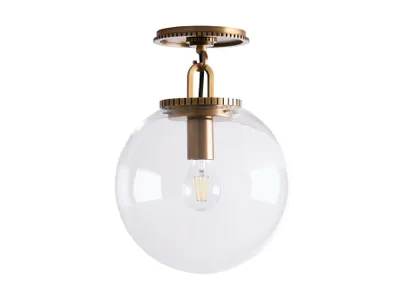 Wescott Globe Pendant in Clear with Brass Flushmount
