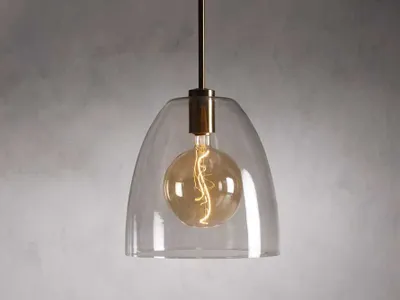 Bauer Cloche Pendant with Bulb in Clear Glass