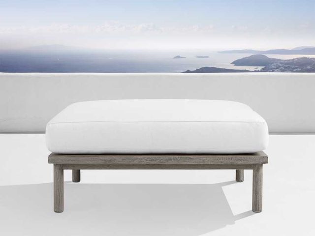 Belvedere Ottoman in Weathered Teak