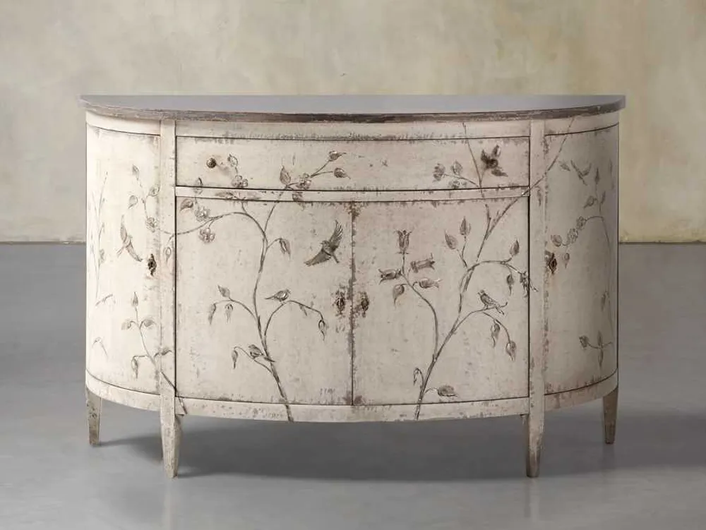 Arhaus Sofia Bell'Arte Demilune Cabinet in Uccello Avorio