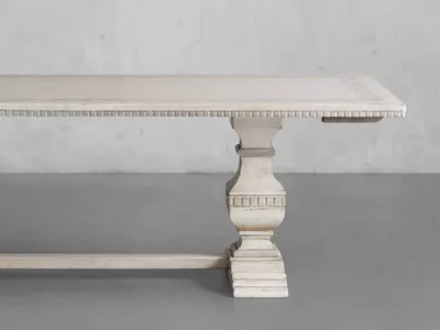 Cerea Margherita 86" Ext. Top in Antique White and Antique White Base with Antique Grey Décor